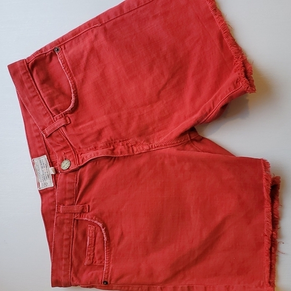 Current/Elliott Pants - Current/Elliott Red Denim Boyfriend Jean Shorts 27 NWOT